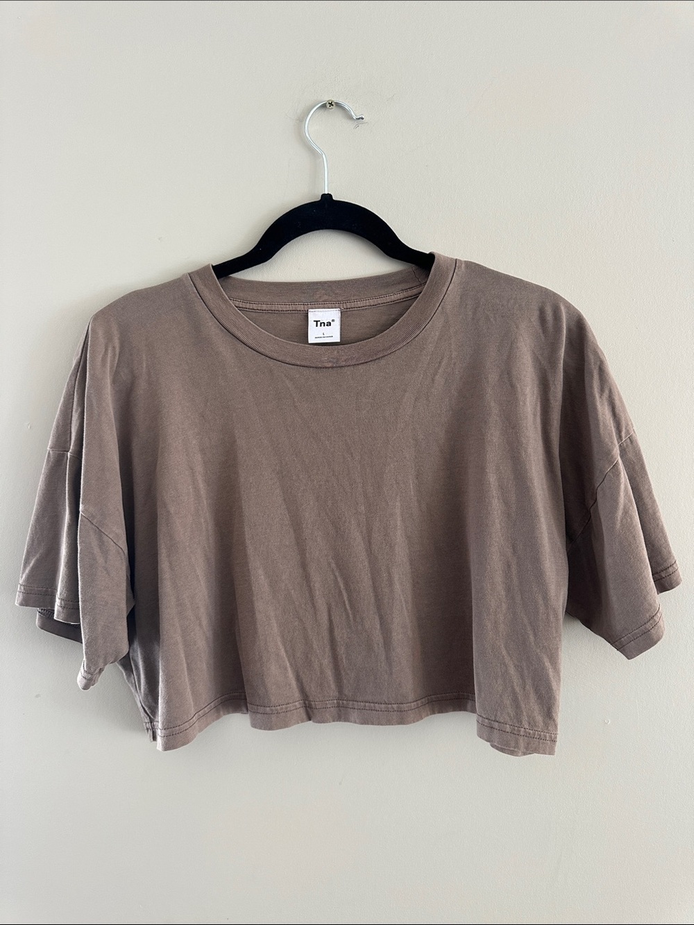 TNA Cropped Boxy Tee - Taupe Brown